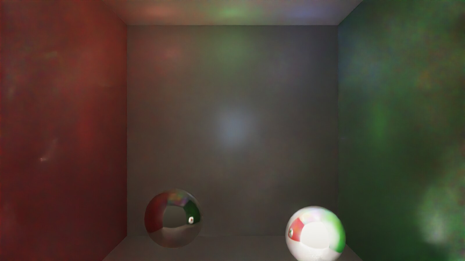 Cornell box rendered at 16 samples per pixel and denoised with Intel OIDN