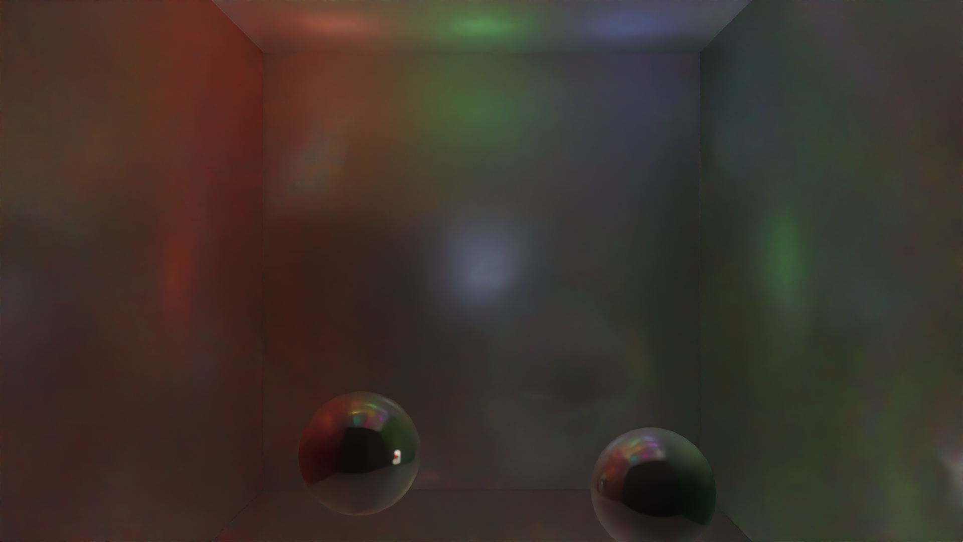 Cornell box path-traced beauty, real engine export 16 spp + OIDN